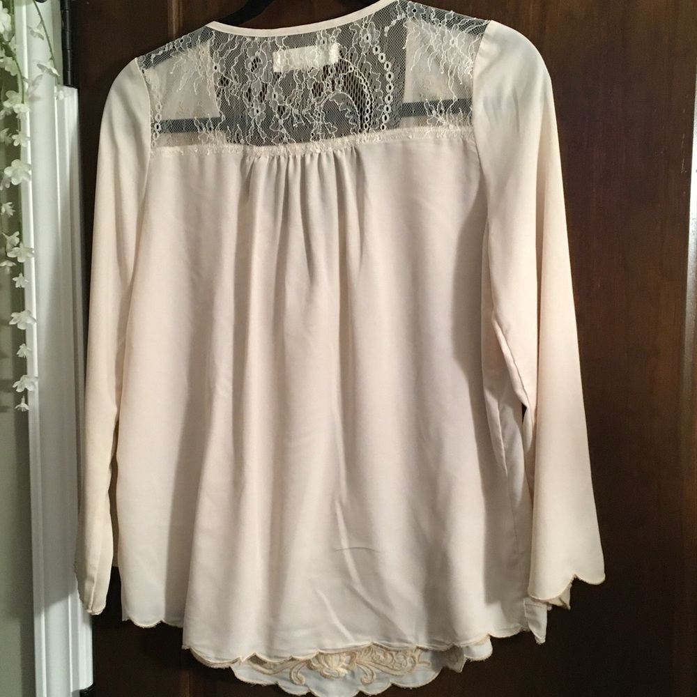 Flying Tomato Cream Embroidered Scoop Neck Blouse - Picture 3 of 3